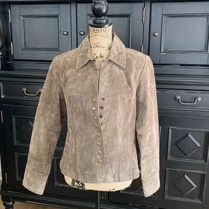 Vintage Coldwater Creek Genuine Suede Blazer Neutral Olive M